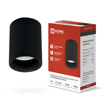 Светильник потолочный НПБ ЦИЛИНДР-GU10-BL/BL под лампу GU10 70x100мм черный IN HOME в Чите