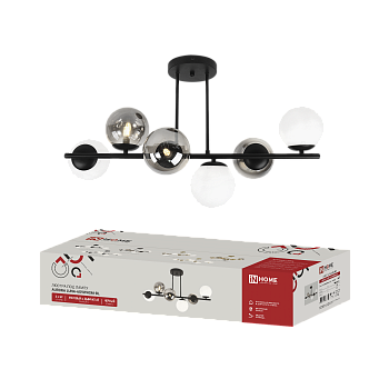 Люстра под лампу AURORA LUNA-6G9WHSM-BL 6xG9 матовые и дымчатые плафоны, черный корпус IN HOME в Чите
