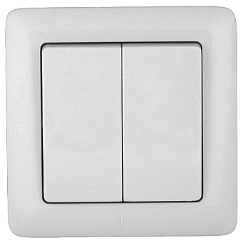 Выключатель двухклавишный ХИТ SE белый в Чите