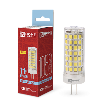 Лампа светодиодная LED-JCD 11Вт 230В G4 6500К 1050Лм IN HOME в Чите