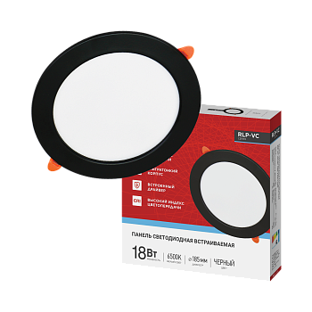 Панель светодиодная встраиваемая круглая RLP-VC 1865BL 18Вт 230В 6500К 1440Лм 185мм черная IP40 IN HOME в Чите