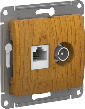 Розетка двойная ТВ+компьютерная RJ45, категории 5Е Glossa SE дуб в Чите