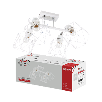 Люстра поворотная под лампу LOFT ATIKO-СLА-4E27L-WH 4хЕ27 белый, хром IN HOME в Чите