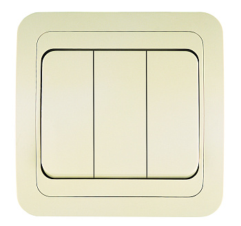 Выключатель трехклавишный МИМОЗА MAKEL крем в Чите