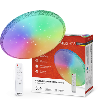 Светильник светодиодный COMFORT MYSTERY-RGB 55Вт 230В 3000-6500K 4400Лм 400x70мм с пультом дистанционного управления IN HOME в Чите