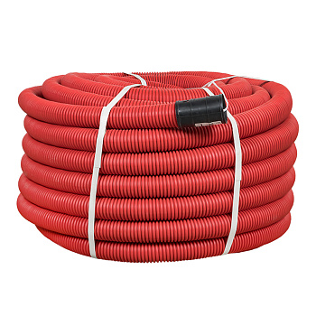 Труба гофрированная ПНД d=50 мм (50 м) двустенная красная с зондом EKF PROxima в Чите