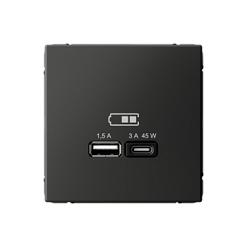 ARTGALLERY USB РОЗЕТКА A + тип-C 45Вт высокоскор.заряд. QC, PD, механизм, БАЗАЛЬТ в Чите