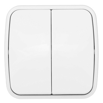 Выключатель двухклавишный НАКЛАДНОЙ Минск EKF белый в Чите