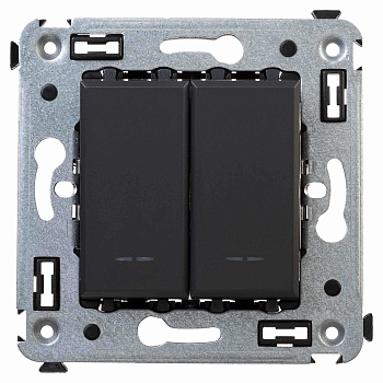 Переключатель двухклавишный в стену, Avanti "Черный матовый" DKC в Чите