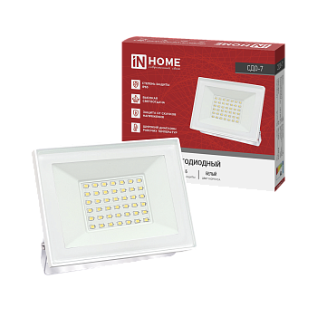 Прожектор светодиодный СДО-7 50Вт 230В 4000К IP65 белый IN HOME в Чите