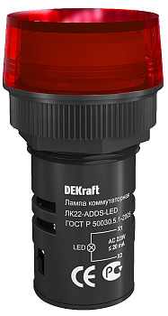 Лампа сигнальная ADDS D22 КРАСНЫЙ LED 220В ЛK-22 DEKraft в Чите