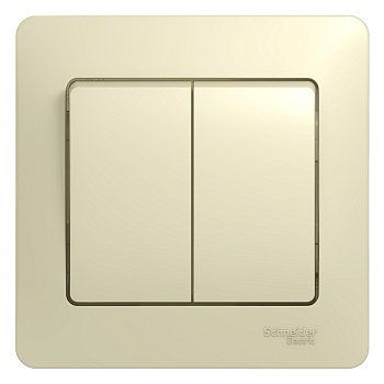 Выключатель двухклавишный Glossa SE бежевый в сборе в Чите