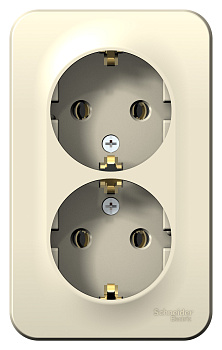 Розетка двойная BLANCA SE накладная с заземлением с изоляционной пластиной молочная в Чите