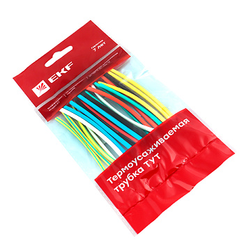 Термоусаживаемая трубка ТУТ нг 4/2 набор 7 цветов по 3 шт 100мм EKF PROxima в Чите