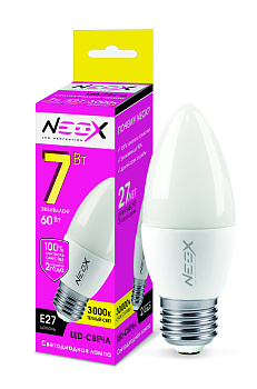 Лампа светодиодная LED-СВЕЧА 7Вт 230В Е27 3000К 560Лм NEOX в Чите