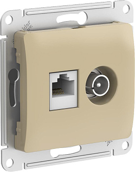 Розетка двойная ТВ+компьютерная RJ45, категории 5Е Glossa SE титан в Чите