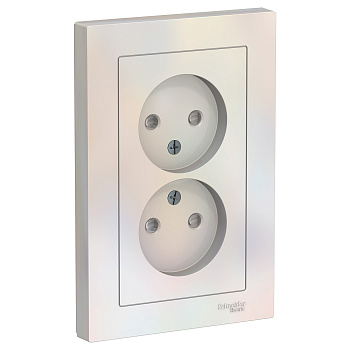 Розетка двойная AtlasDesign SE со шторкамиx жемчуг сборе в Чите