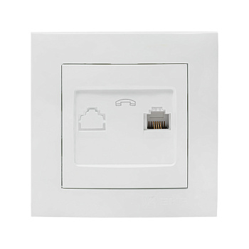 Валенсия розетка телефонная RG-11 1-местная белая EKF PROxima в Чите