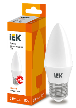 Лампа LED C35 свеча 5Вт 230В 3000К E27 IEK в Чите