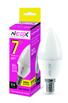 Лампа светодиодная LED-СВЕЧА 7Вт 230В Е14 3000К 560Лм NEOX в Чите