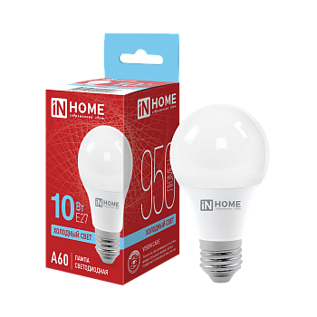 Лампа светодиодная LED-A60-VC 10Вт 230В Е27 6500К 950Лм IN HOME в Чите