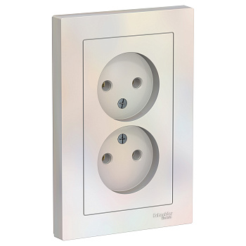 Розетка двойная AtlasDesign SE жемчуг в сборе в Чите