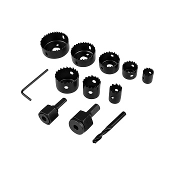 Набор коронок по дереву (19, 22, 28, 32, 38, 44, 54, 64 мм) 2 держателя с ключом Kranz в Чите