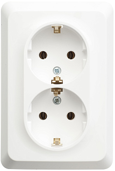 Розетка двойная ЭТЮД SE с заземлением белая PC16-107B в Чите