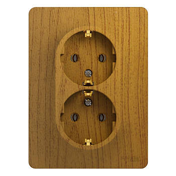 Розетка двойная Glossa SE с заземлением дуб в сборе в Чите