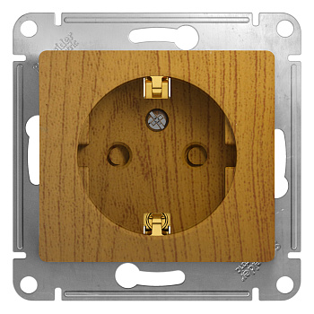 Розетка одинарная Glossa SE с заземлением со шторками дуб в Чите