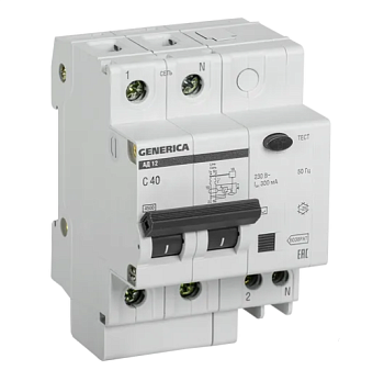 Диф.автомат АД12 2Р 40А 300мА GENERICA IEK в Чите