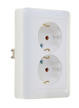 Розетка двойная ХИТ SE с заземлением белая в Чите
