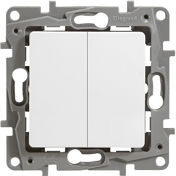 Выключатель двухклавишный ETIKA Legrand белый в Чите