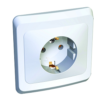 Розетка одинарная ЭТЮД SE с заземлением белая в Чите