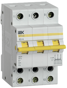 Выключатель-разъединитель трехпозиционный ВРТ-63 3P 63А IEK в Чите