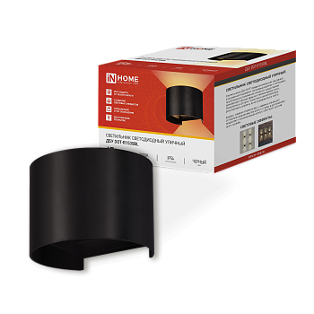 Светильник уличный светодиодный ДБУ DOT-R15B 15Вт 3000К IP54 круглый черный IN HOME в Чите