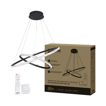 Светильник светодиодный ESTETIKA RING-MYSTERY-95RC-2BL 95Вт 3000-6500K 600/400 1.2м трос пульт ДУ черный IN HOME в Чите