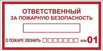 Наклейка "Ответственный за пожарную безопасность" B03 (100х200мм.) EKF PROxima в Чите