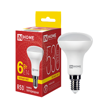 Лампа светодиодная LED-R50-VC 6Вт 230В Е14 3000К 530Лм IN HOME в Чите