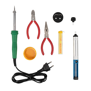 Набор для пайки №13 (паяльник 30Вт, подставка, канифоль, припой, бокорезы, тонкогубцы) REXANT в Чите