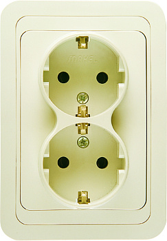 Розетка двойная МИМОЗА MAKEL с заземлением крем в Чите