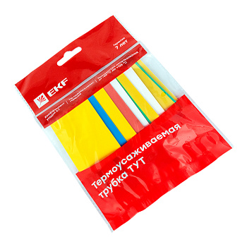 Термоусаживаемая трубка ТУТ нг 20/10 набор 7 цвет по 3 шт 100 мм EKF PROxima в Чите