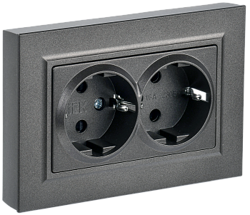 Розетка двойная с з/к со шторками 16А BRITE IEK бронза в сборе в Чите