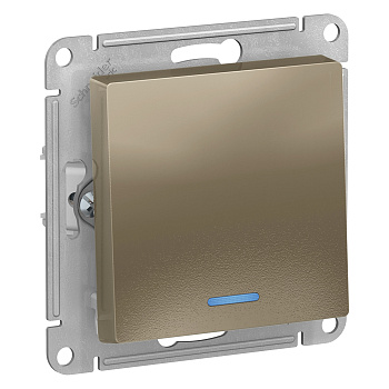 Выключатель одноклавишный AtlasDesign SE с подсветкой шампань в Чите