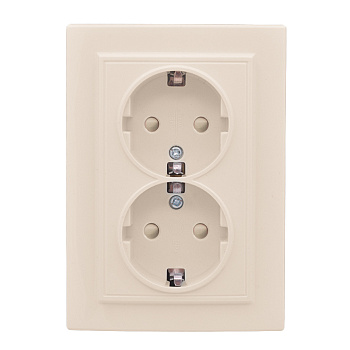 Розетка 2-местная СП с заземлением 16А бежевый с защитной шторкой Минск EKF в Чите