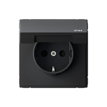ARTGALLERY РОЗЕТКА с заземл. со шт. с крышк, 16А, IP44, механизм, КАРБОН в Чите