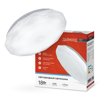 Светильник светодиодный серии DECO ДАЙМОНД 18Вт 230В 6500К 1620Лм 260х55мм IN HOME в Чите