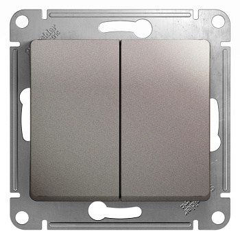 Выключатель двухклавишный Glossa SE платина в Чите