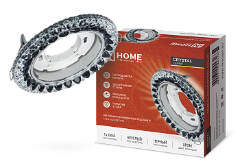 Светильник встраиваемый GX53R-crystal R42L-BC с подсветкой 4К под GX53 Черный/Хром IN HOME в Чите