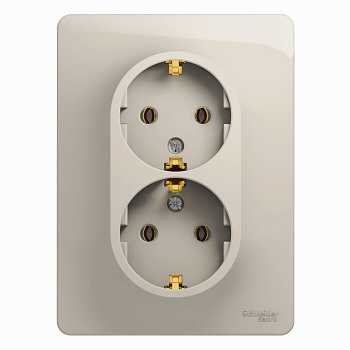 Розетка двойная Glossa SE с заземлением молочная в сборе в Чите